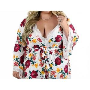 NEW OH LA LA CHERI reina robe in white floral print